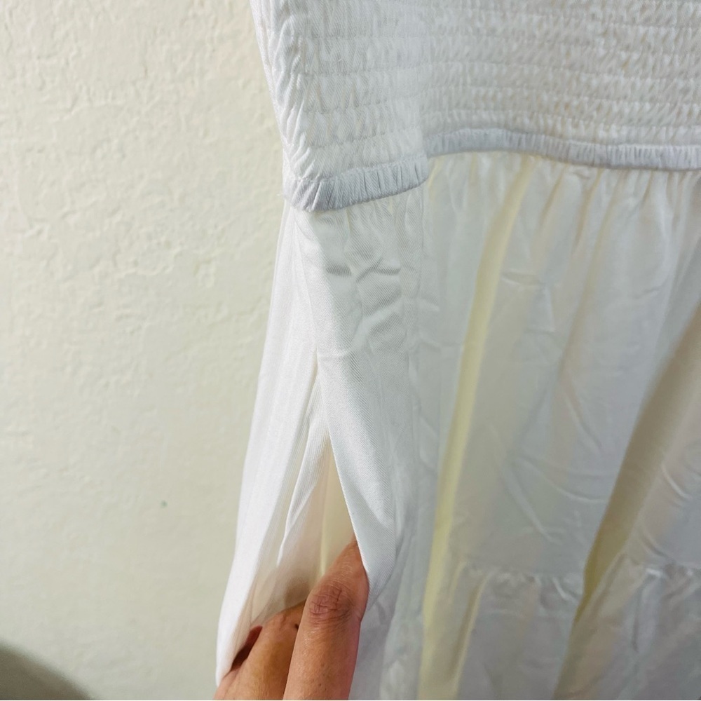 NWT Merokeety Flutter Sleeve V-Neck White Maxi Dress XL Vacation Beach Pockets - Picture 6 of 10